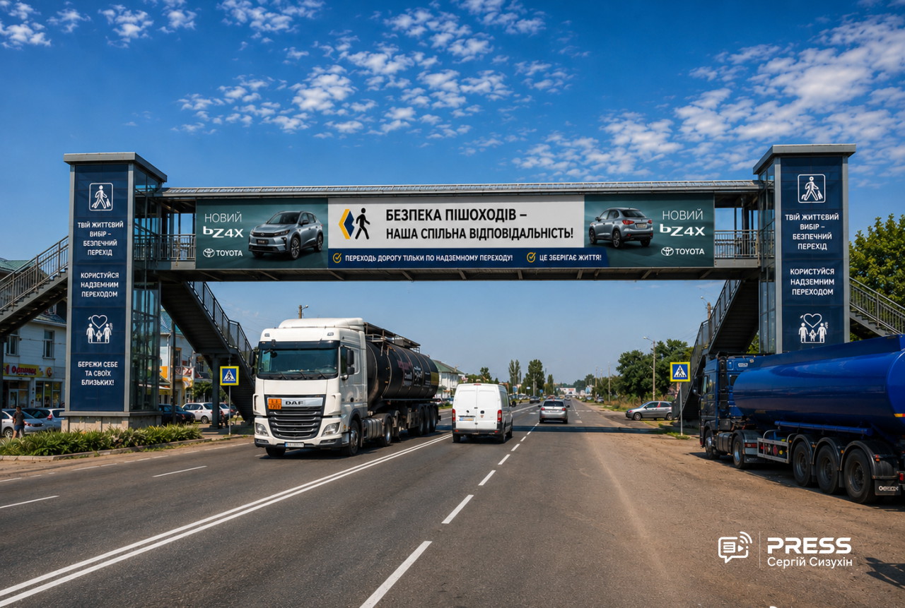 Надземний пішохідний перехід у Коблево. Концепція 2026 року. М-14 Коблево пішохідний перехід
